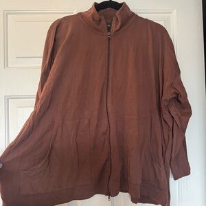 Eskandar Slope Shoulder Brown Zip Up